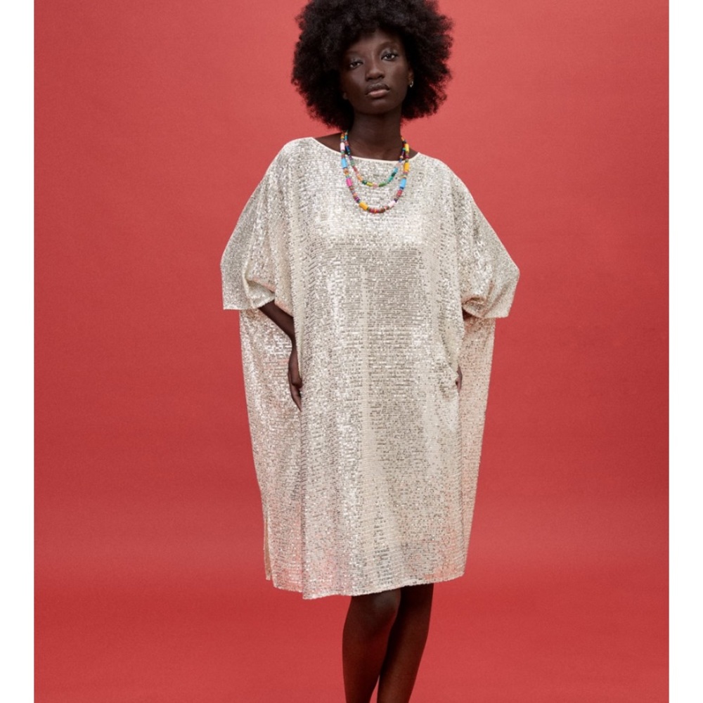NWT Zara Sequin Knit Cape, S-M